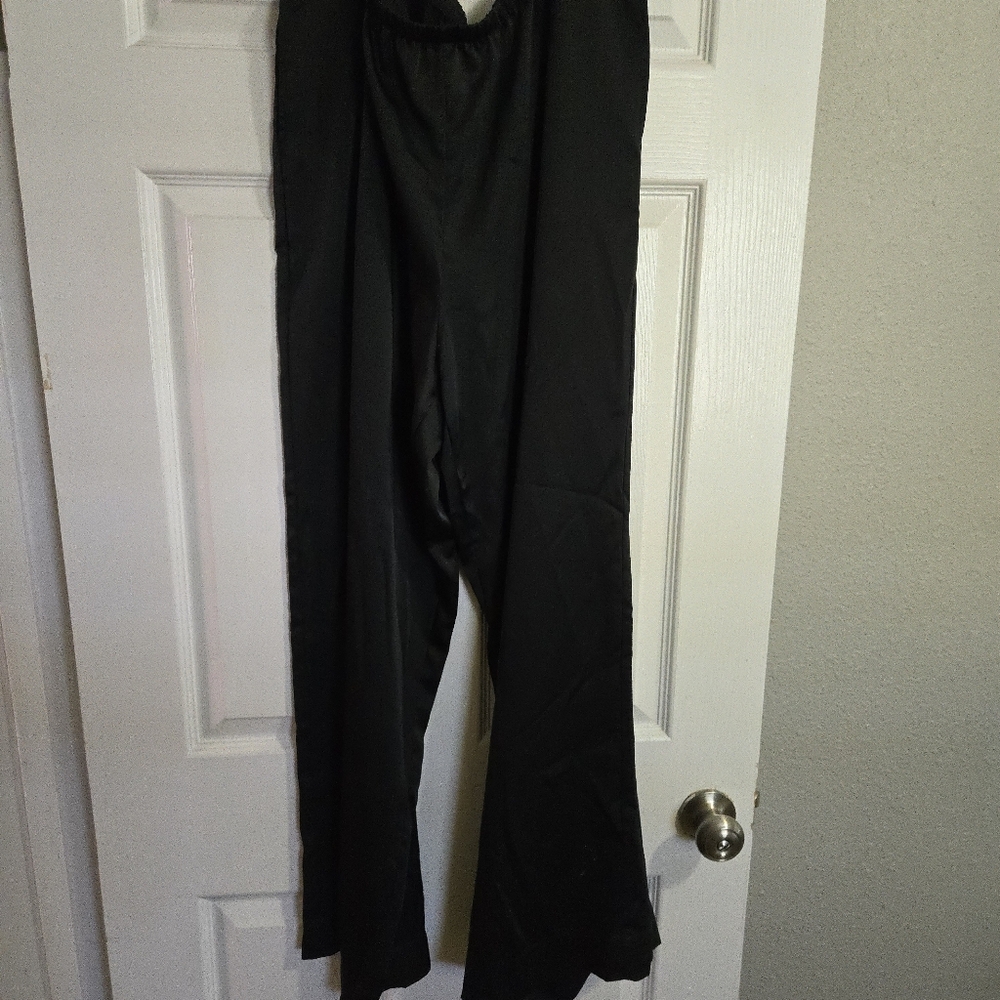 Satin Wide Leg Black Pants